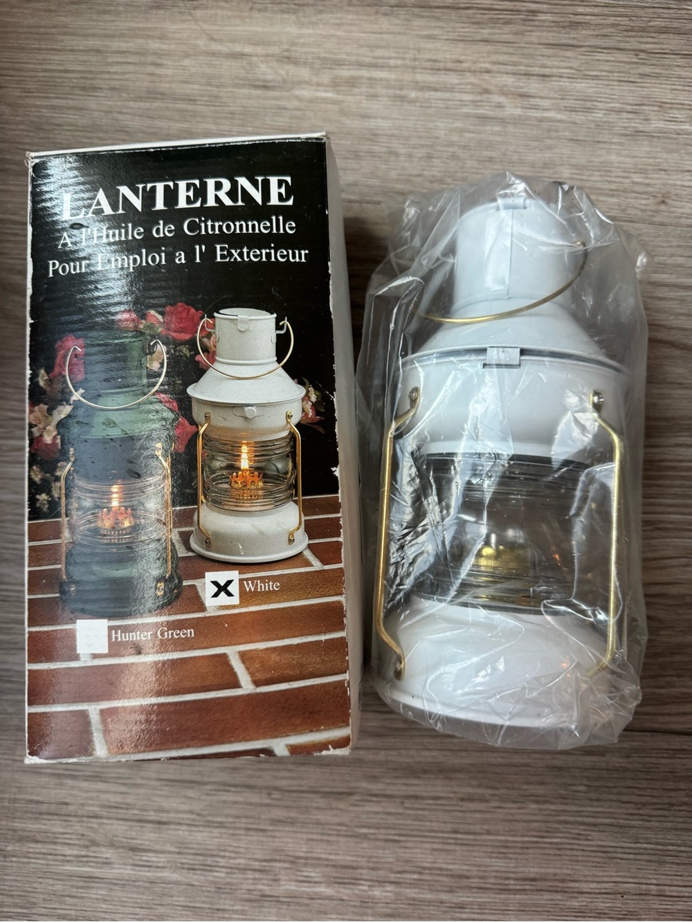 Outdoor Citronella Oil Lantern White Metal Nautical Style Patio Light NIB